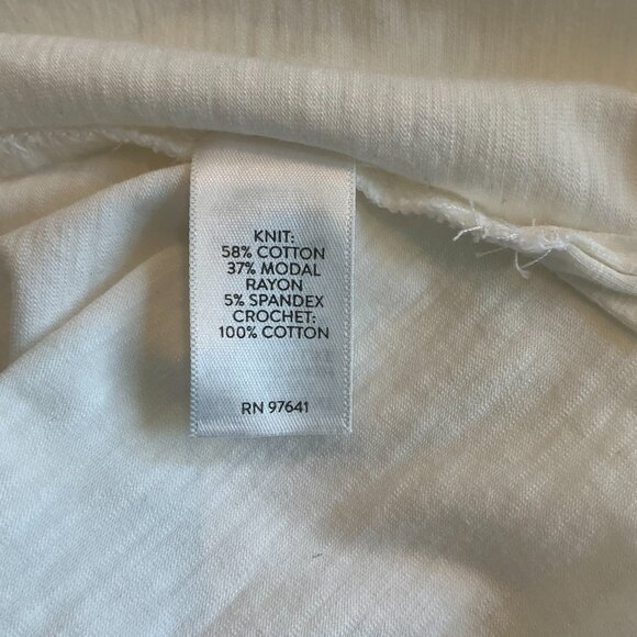 J. Jill, Crochet Top White Tee Shirt Cotton, Size XL - Picture 4 of 4